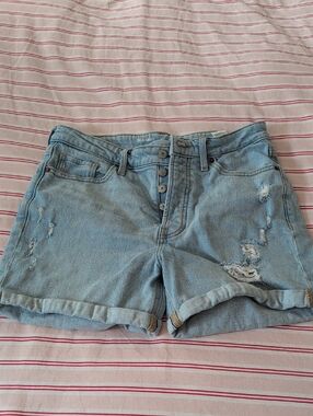 Old Navy Light Wash Distressed Denim Roll-Hem Shorts